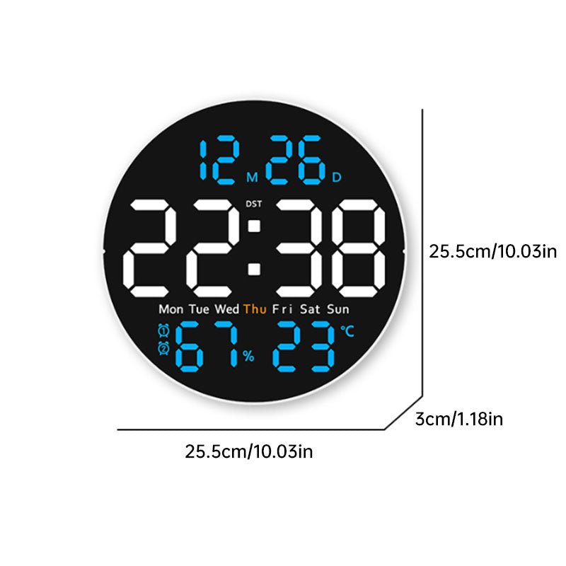 10 Inch Digital Wall Clock with Mood Light TEMP Humidity Date Week Timer Brightness Adjustment Remote DST LED Alarm Clock - Maeven Market
