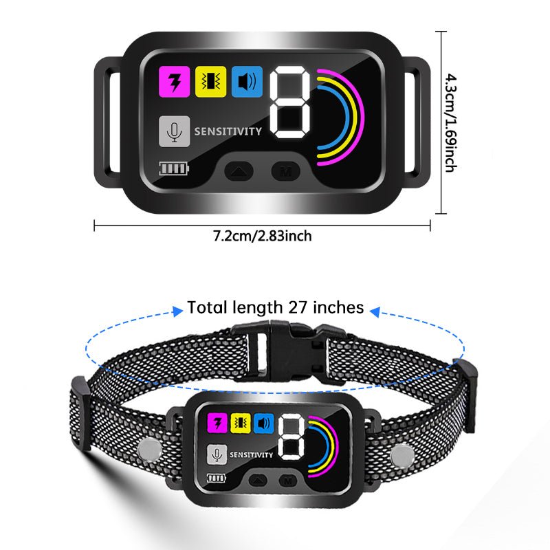 Smart Dog Bark Control Collar w/ Color Screen, Multi Stop Modes, 8-Level Sensitivity, IP67 Waterproof - Maeven Market